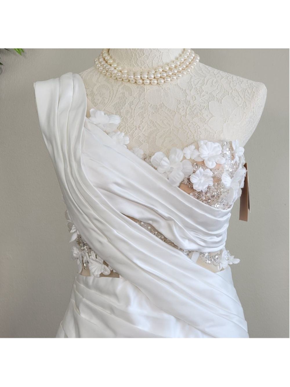 NEW Missacc One Shoulder Illusion Corset 3D Floral Sequin Beaded Wedding Dress 2 - Picture 4 of 16